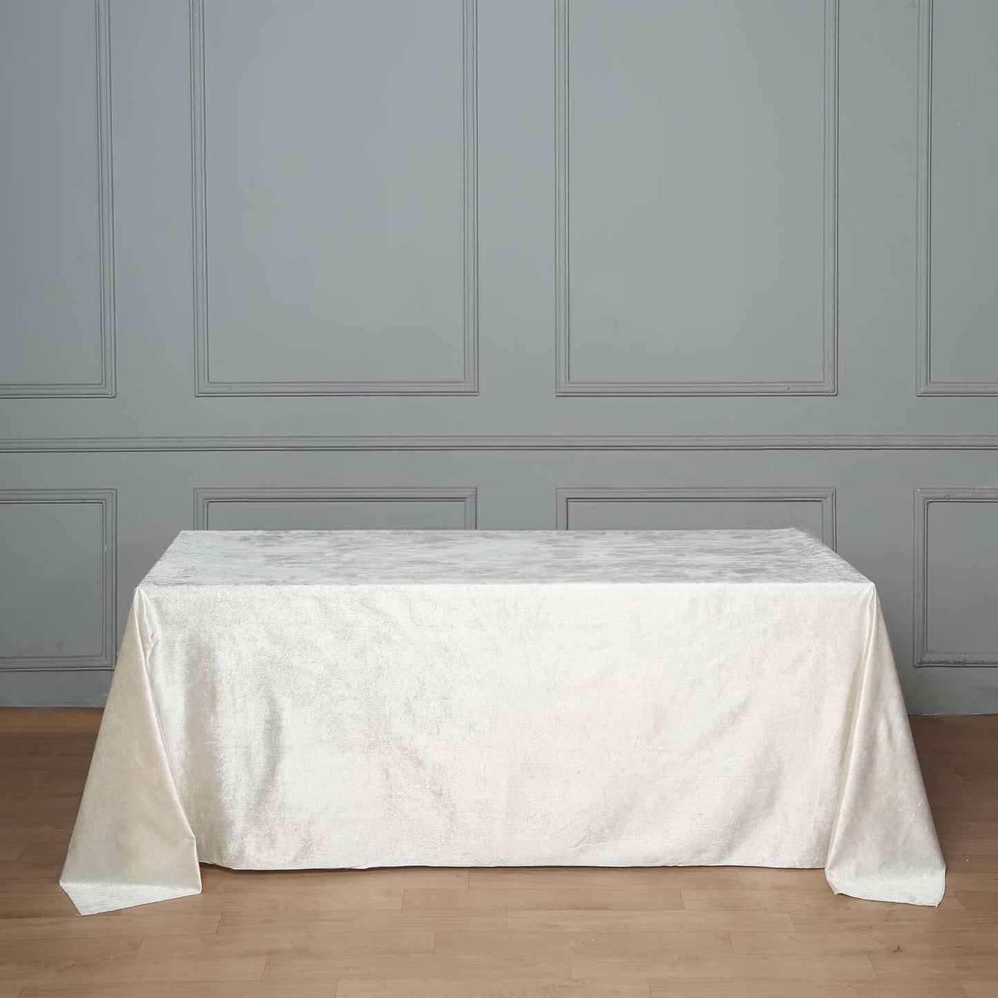 Premium Velvet 90"x132" Rectangle Tablecloth Ivory - Reusable Soft & Seamless Table Cover