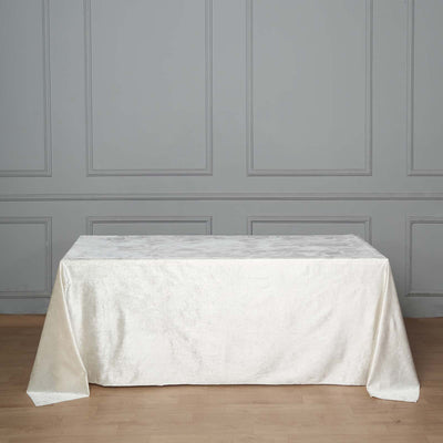 Premium Velvet 90"x132" Rectangle Tablecloth Ivory - Reusable Soft & Seamless Table Cover