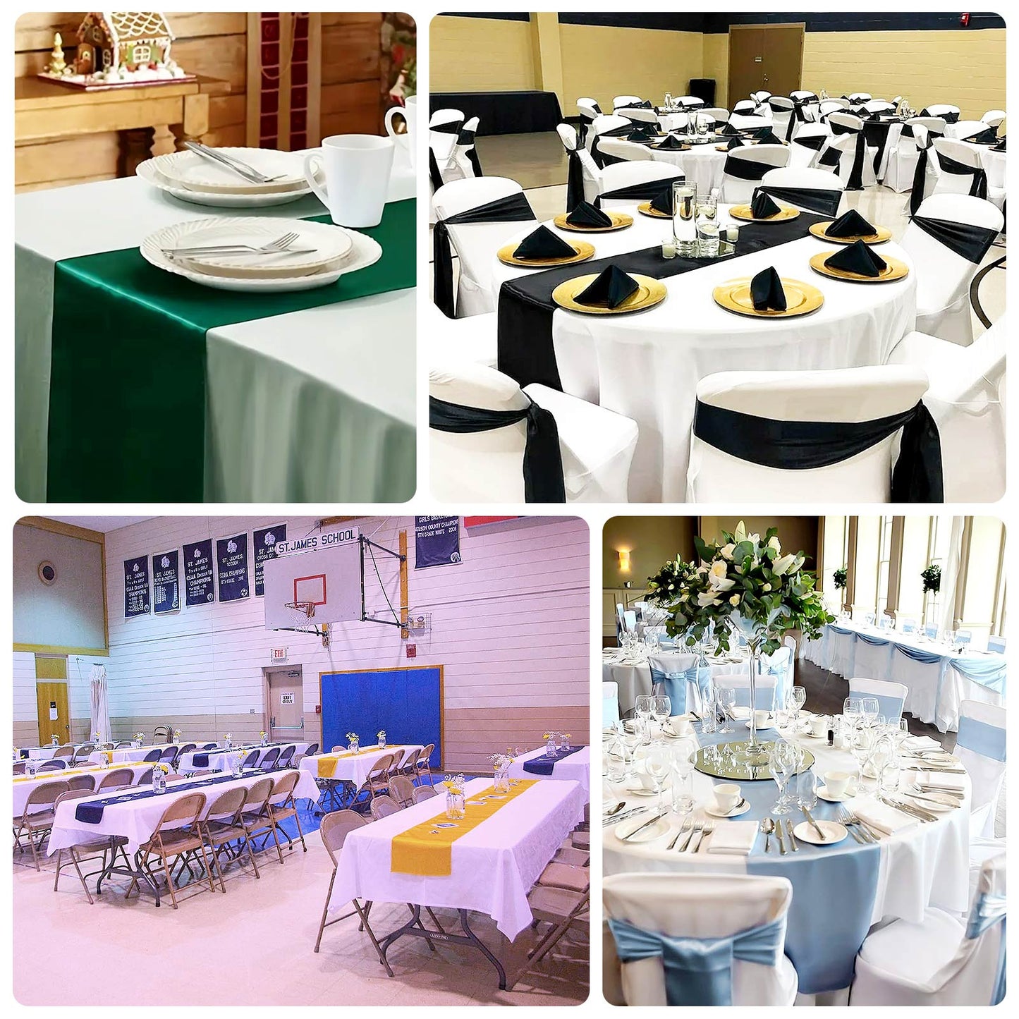 Lamour Satin 12"x108" Table Runner Ivory - Smooth & Lustrous Finish