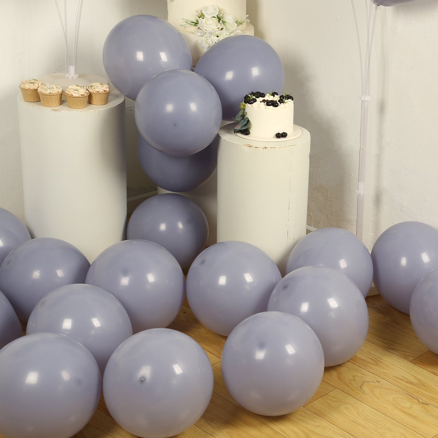50 Pack Matte Pastel Serenity Blue Biodegradable Balloons 12", Round Eco-friendly Thick Latex Party Balloons