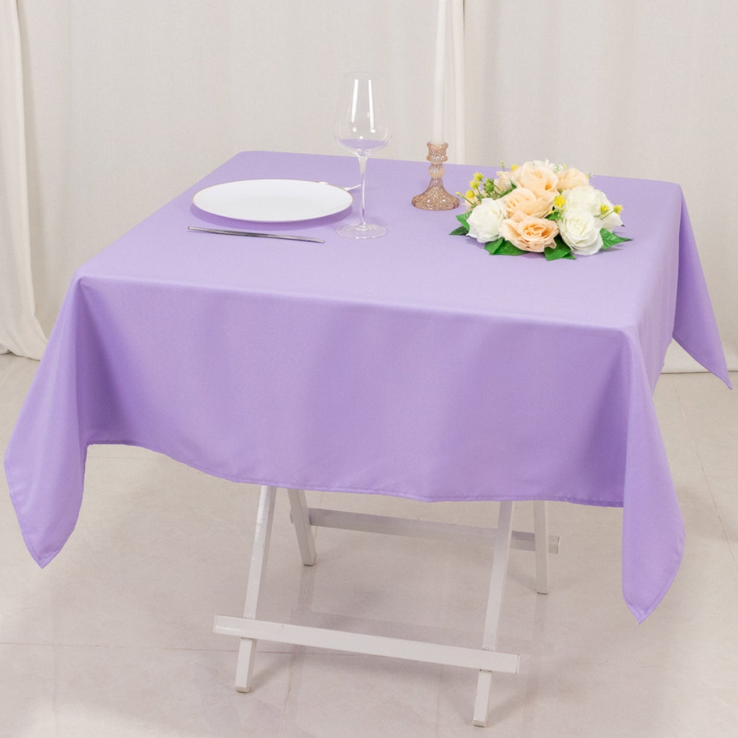Premium Polyester 54"x54" Square Tablecloth Lavender Lilac - Stain and Wrinkle-Resistant 220GSM Table Cover
