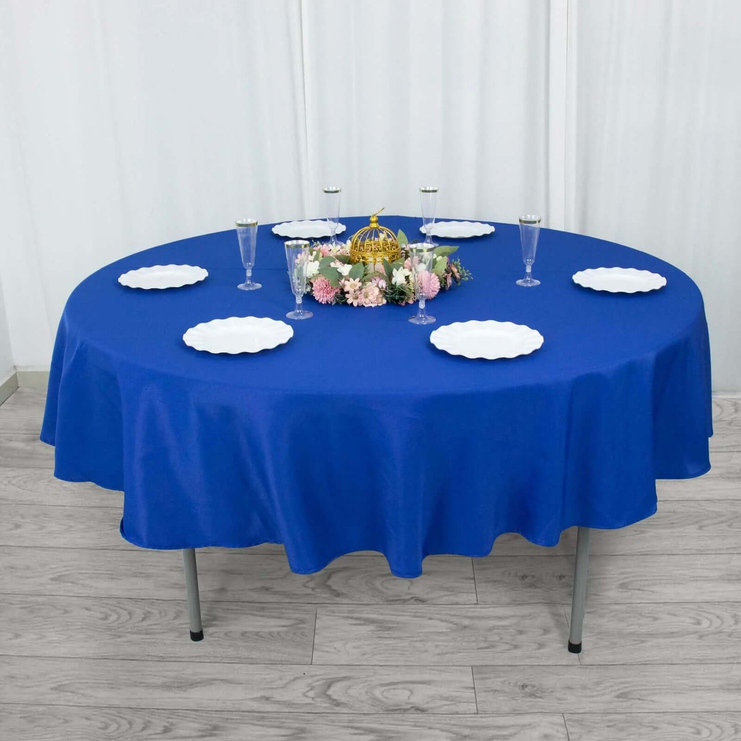 Premium Polyester 90" Round Tablecloth Royal Blue - Stain and Wrinkle-Resistant Design with 220GSM Thickness Table Cover