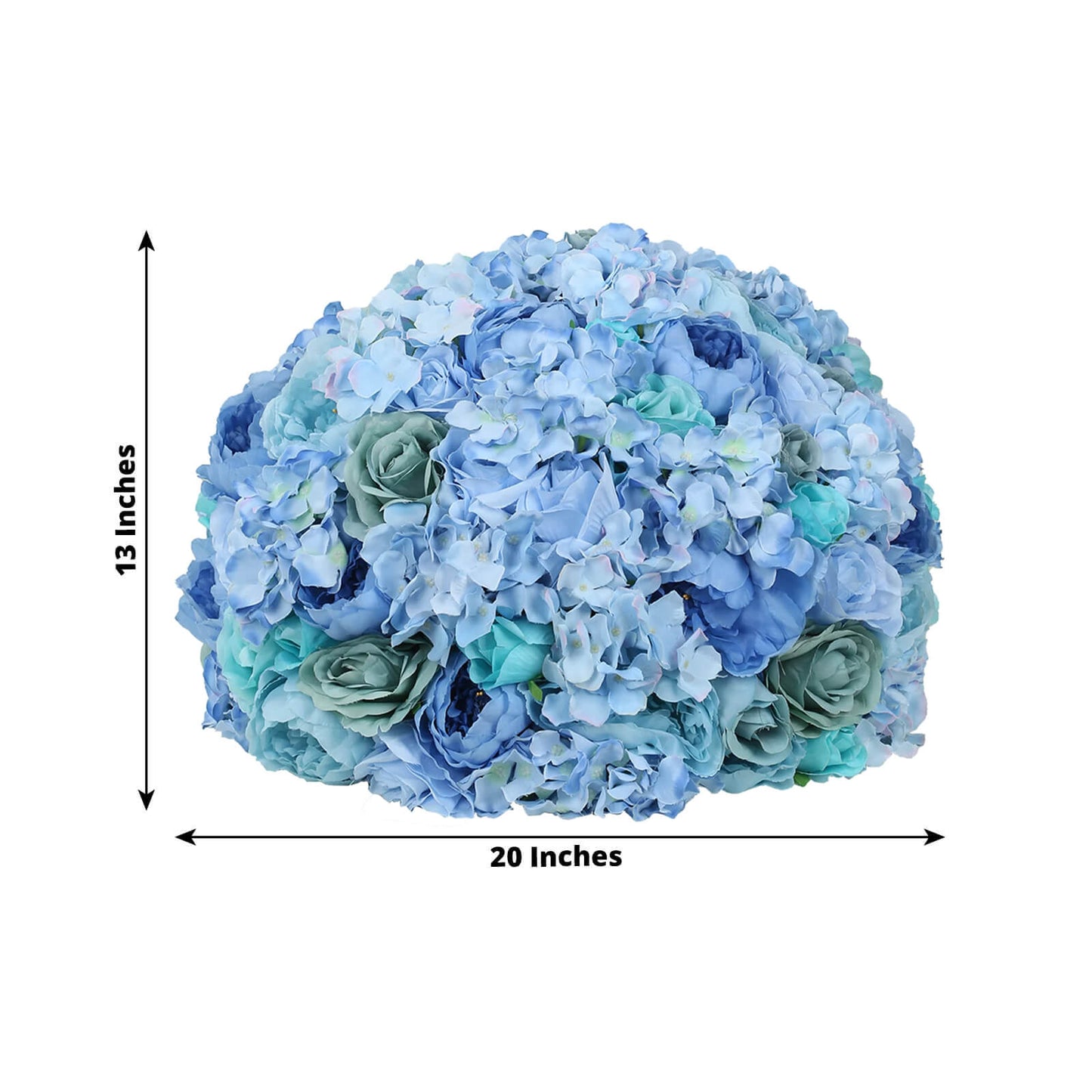 Pre-Arranged Silk Rose Wedding Centerpiece, Blue Artificial Rose Flower Balls Arrangement Table Decor - 20"