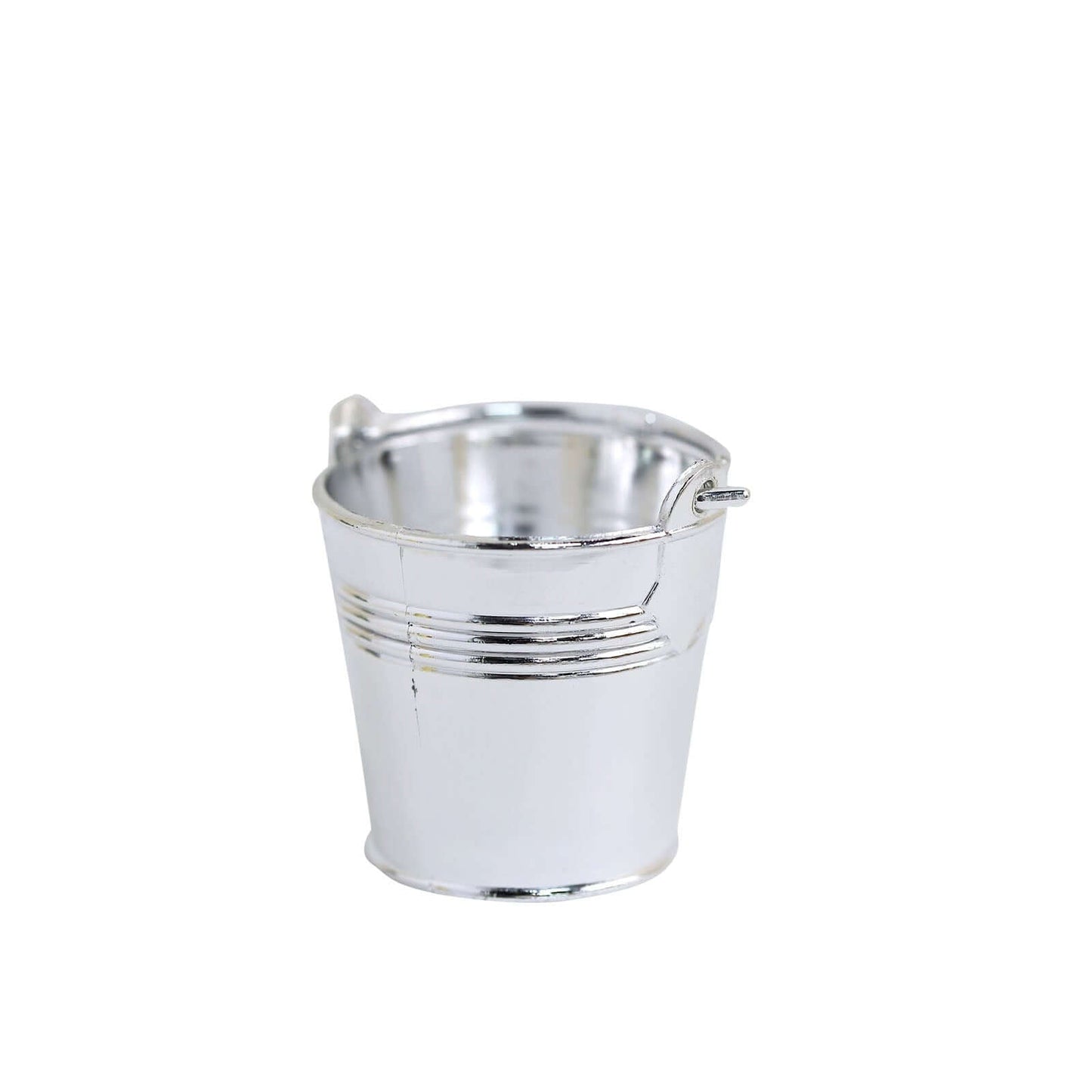 12 Pack 2" Silver Mini Planter Treat Party Favor Boxes, Small Pail Bucket Candy Container Gift Boxes