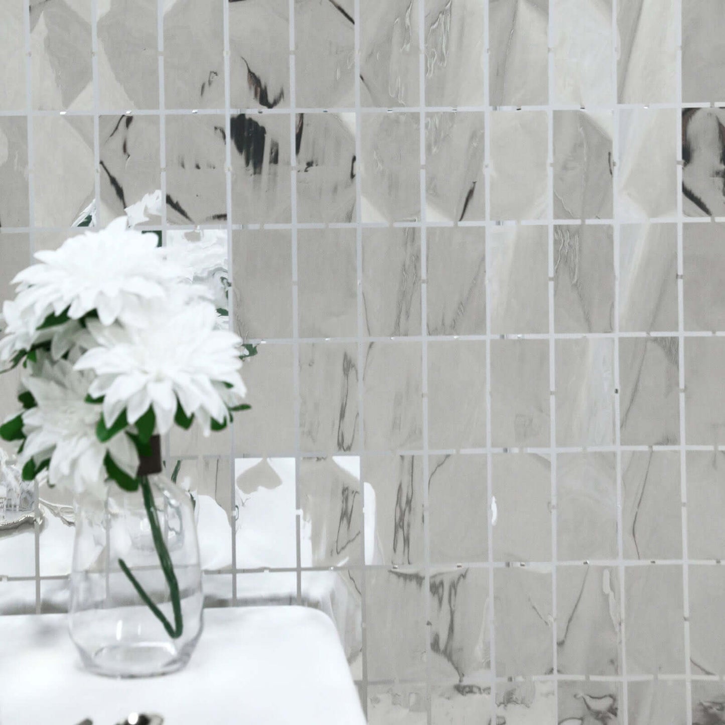 Shiny Silver Metallic Foil Rectangle Curtain Party Backdrop Door Window Curtain - 3ftx6.5ft