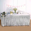Metallic Foil Fringe Table Skirt Silver with Self Adhesive Backing - Durable Tinsel Skirt for Parties 30"x9ft