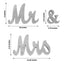 Wooden "Mr & Mrs" Freestanding Letters Silver Glittered - Rustic Glam Wedding Table Display Signs