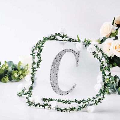 Decorative Rhinestone Alphabet "C" Letter Stickers, Glitter Adhesive Craft Letters Silver DIY Sparkle Embellishments 8"