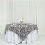 Satin 72"x72" Table Overlay Square Tablecloth Silver - 3D Rosette Table Cover