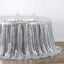 Sequin 132" Round Tablecloth Silver - Seamless Dazzling Table Cover