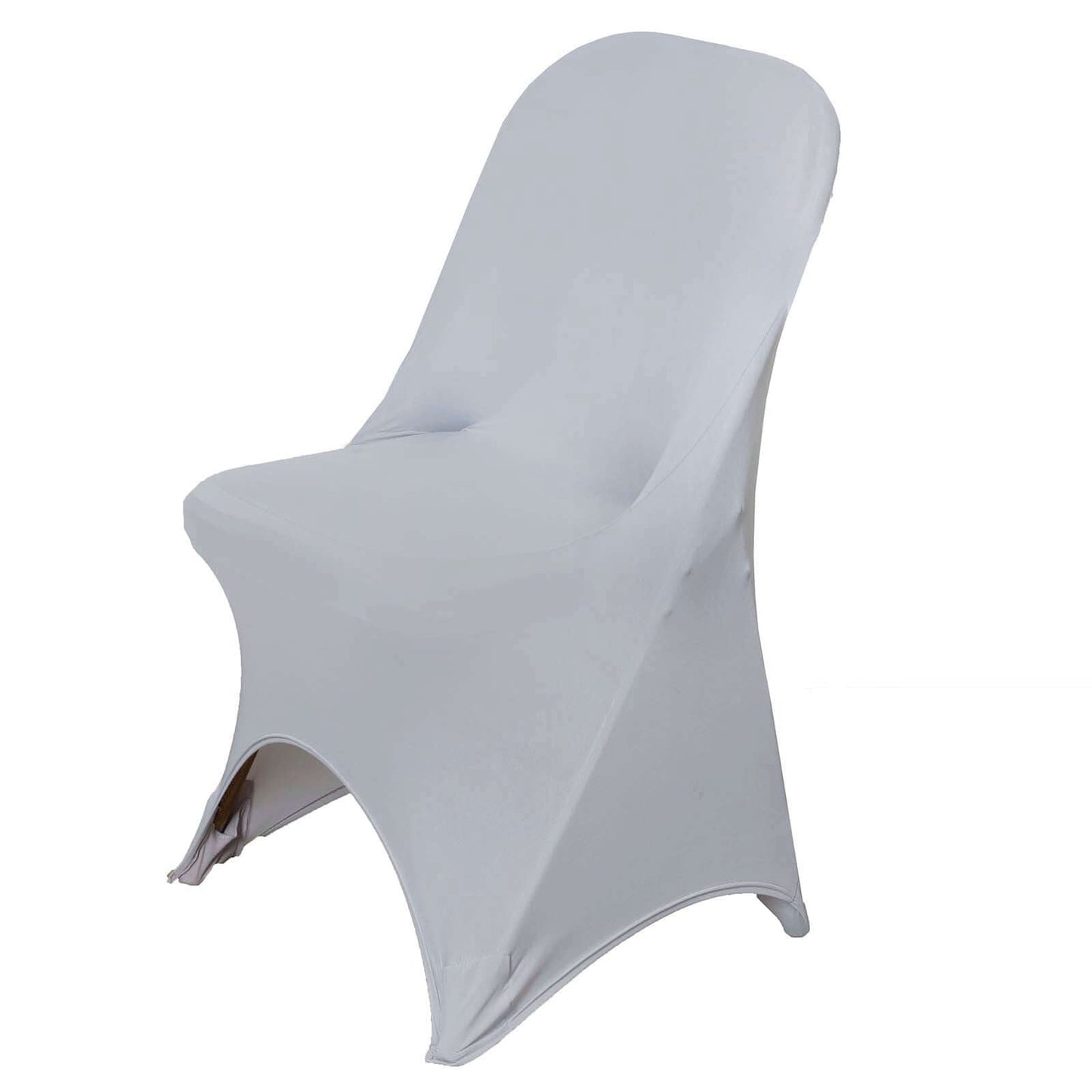 Stretch Spandex Chair Cover Silver for Folding Chairs - Reusable & Wrinkle-Resistant 160GSM Fitted Slipcover