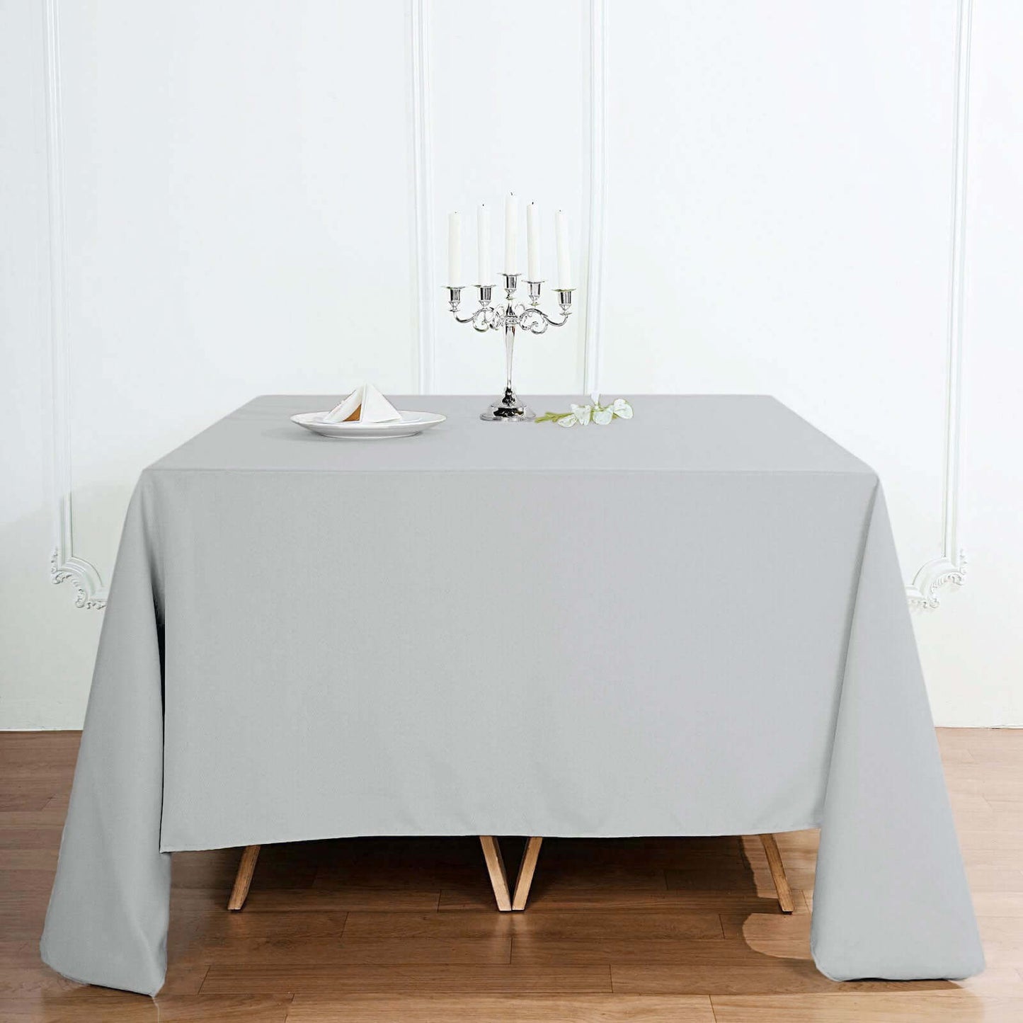 Polyester Square 90"x90" Tablecloth Silver - Wrinkle-Resistant & Durable Table Cover