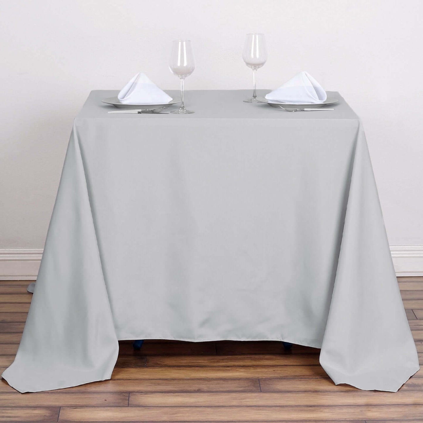 Polyester 90"x90" Table Overlay Square Tablecloth Silver - Wrinkle-Resistant & Durable Table Cover