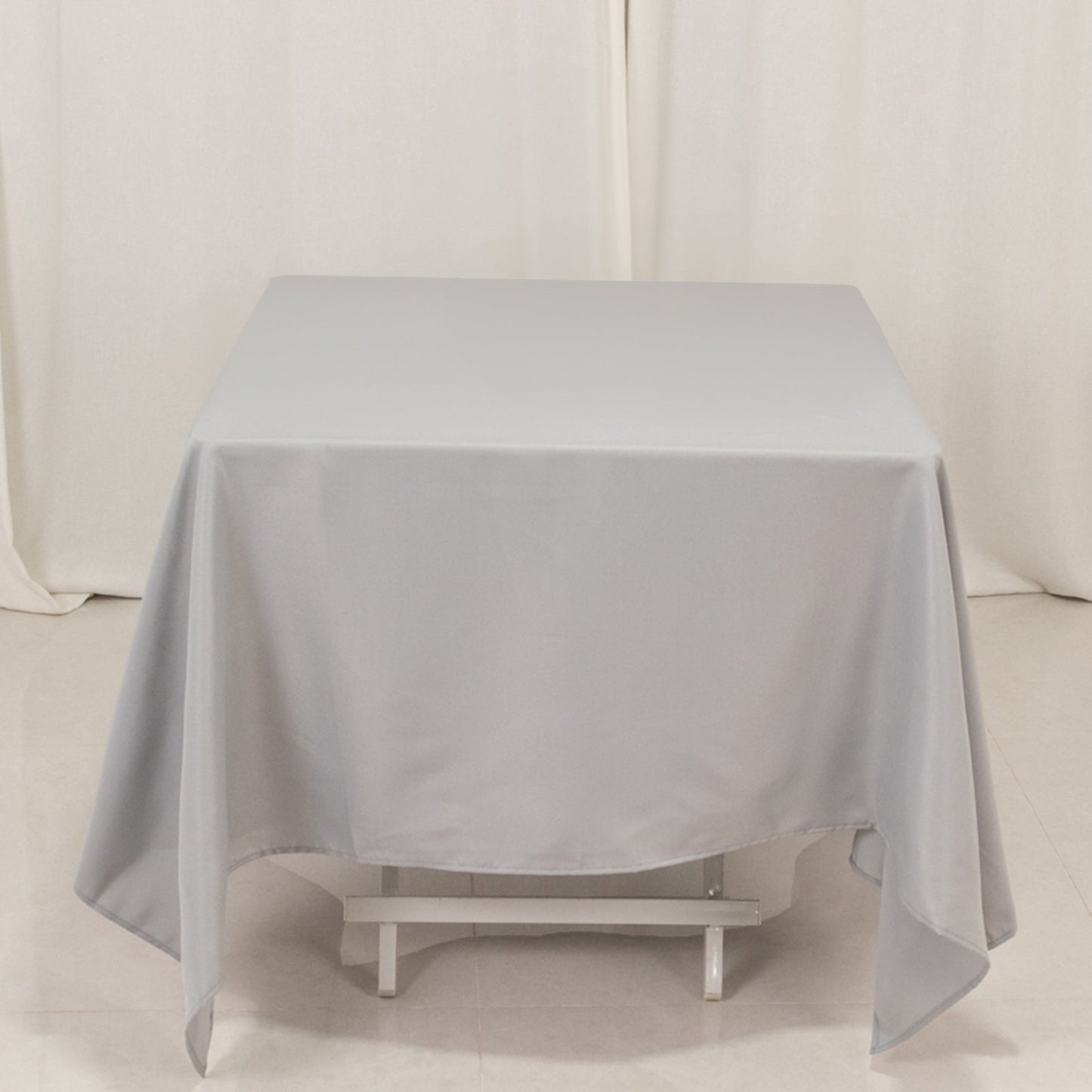 Premium Polyester Square Tablecloth 70"x70" Silver 220GSM Wrinkle-Resistant Table Cover