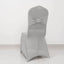 Spandex Chair Cover with Rhinestone Buckled Sash Band Silver - Stretch Fitted Slipcover