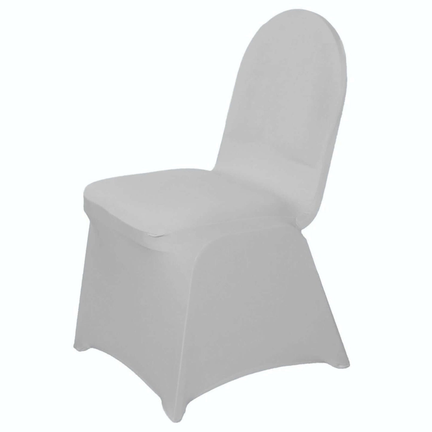 Spandex Chair Cover for Banquet Chairs Silver - Stretch 160GSM Fabric with Slip-On Slipcover