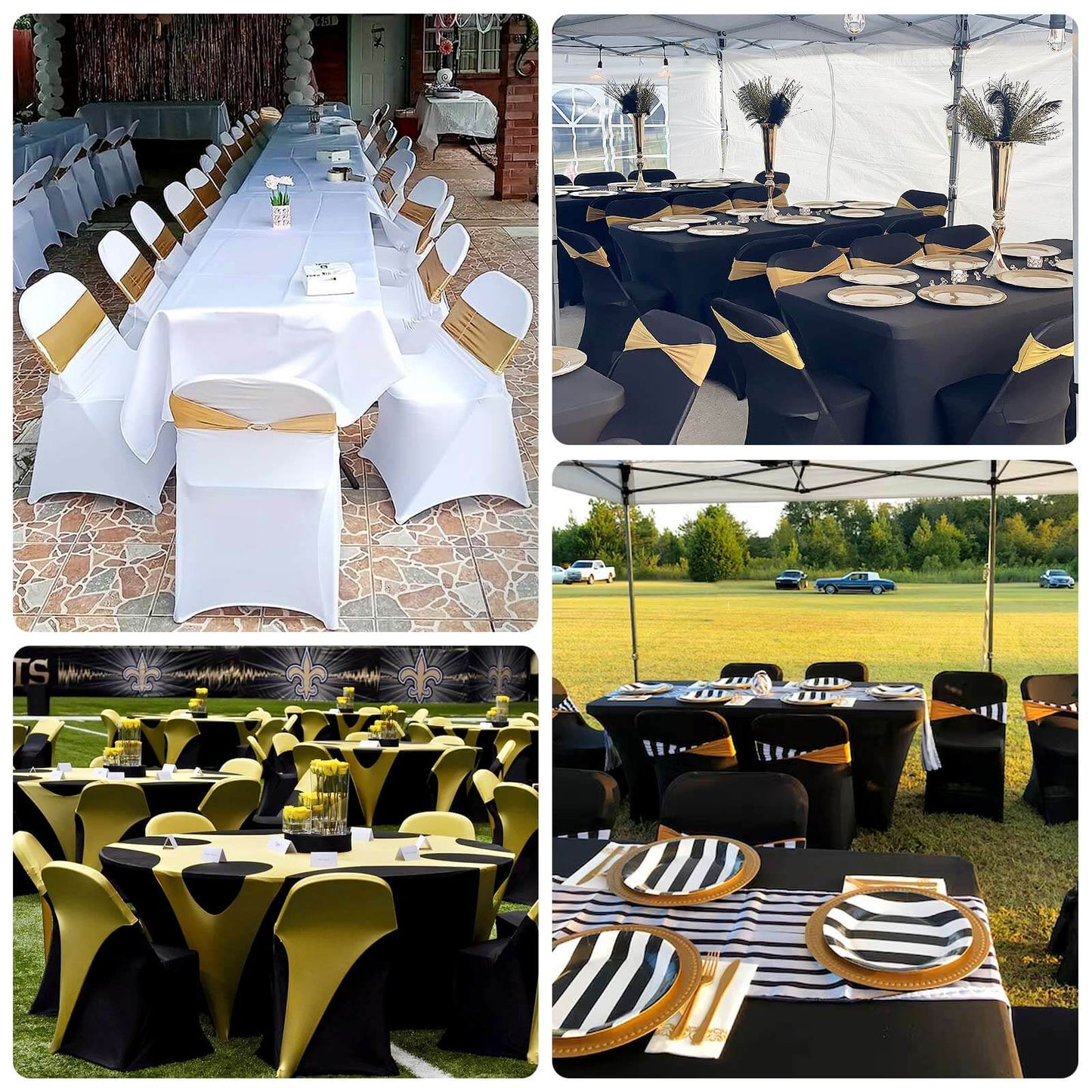 Premium Spandex Chair Cover with Foot Pockets for Folding Chairs White - Stretch Fitted 220GSM Fabric for Weddings & Gatherings