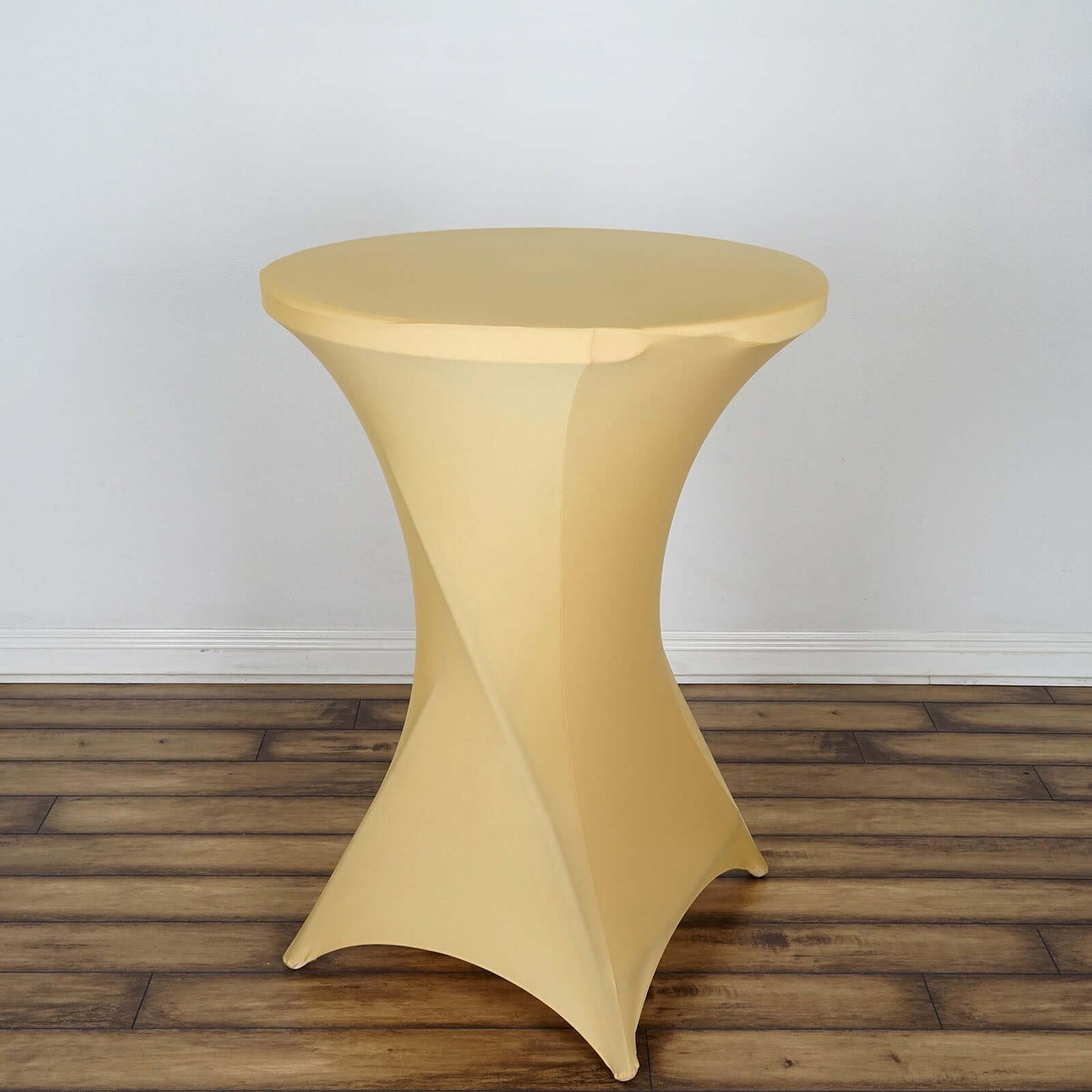 Spandex 30" Round Cocktail Table Cover Champagne - Easy to Maintain Stretch Fitted Highboy Tablecloth