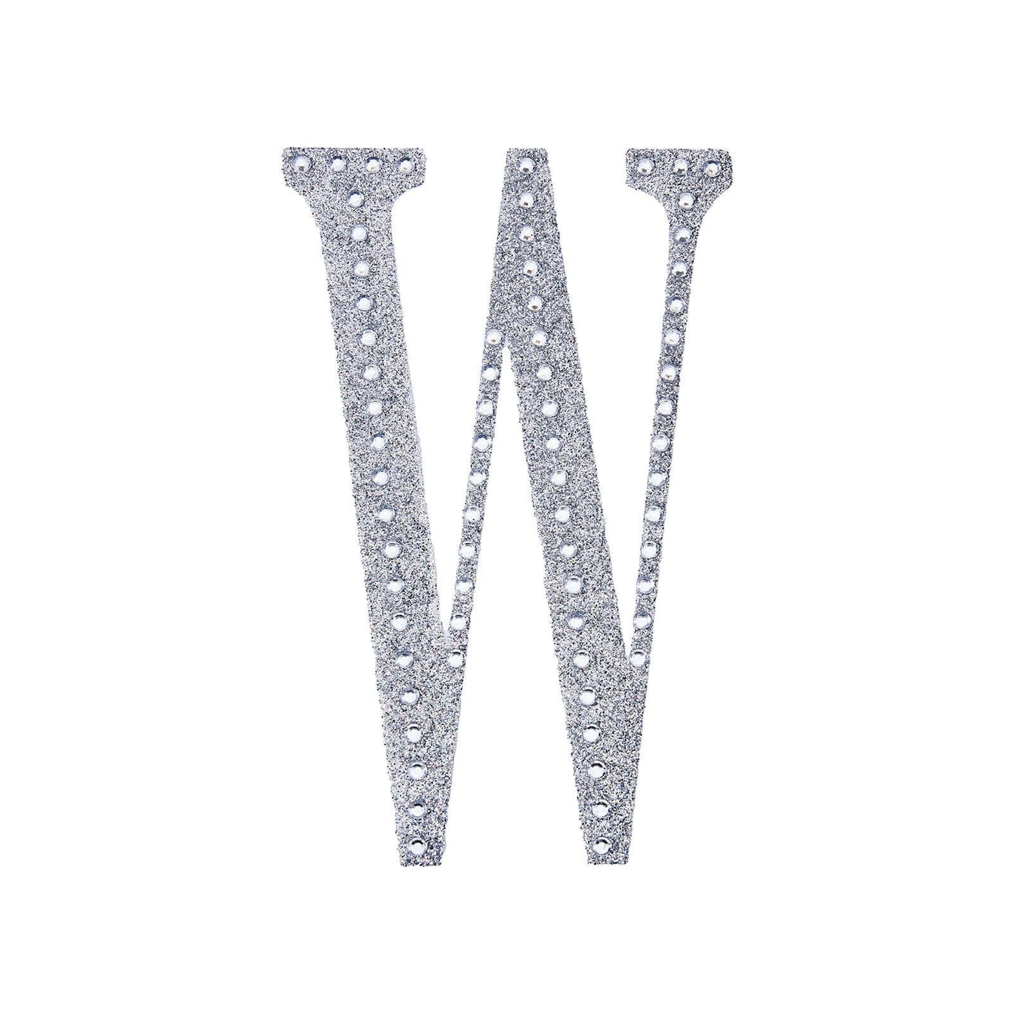 Decorative Rhinestone Alphabet "W" Letter Stickers, Glitter Adhesive Craft Letters Silver DIY Sparkle Embellishments 8"