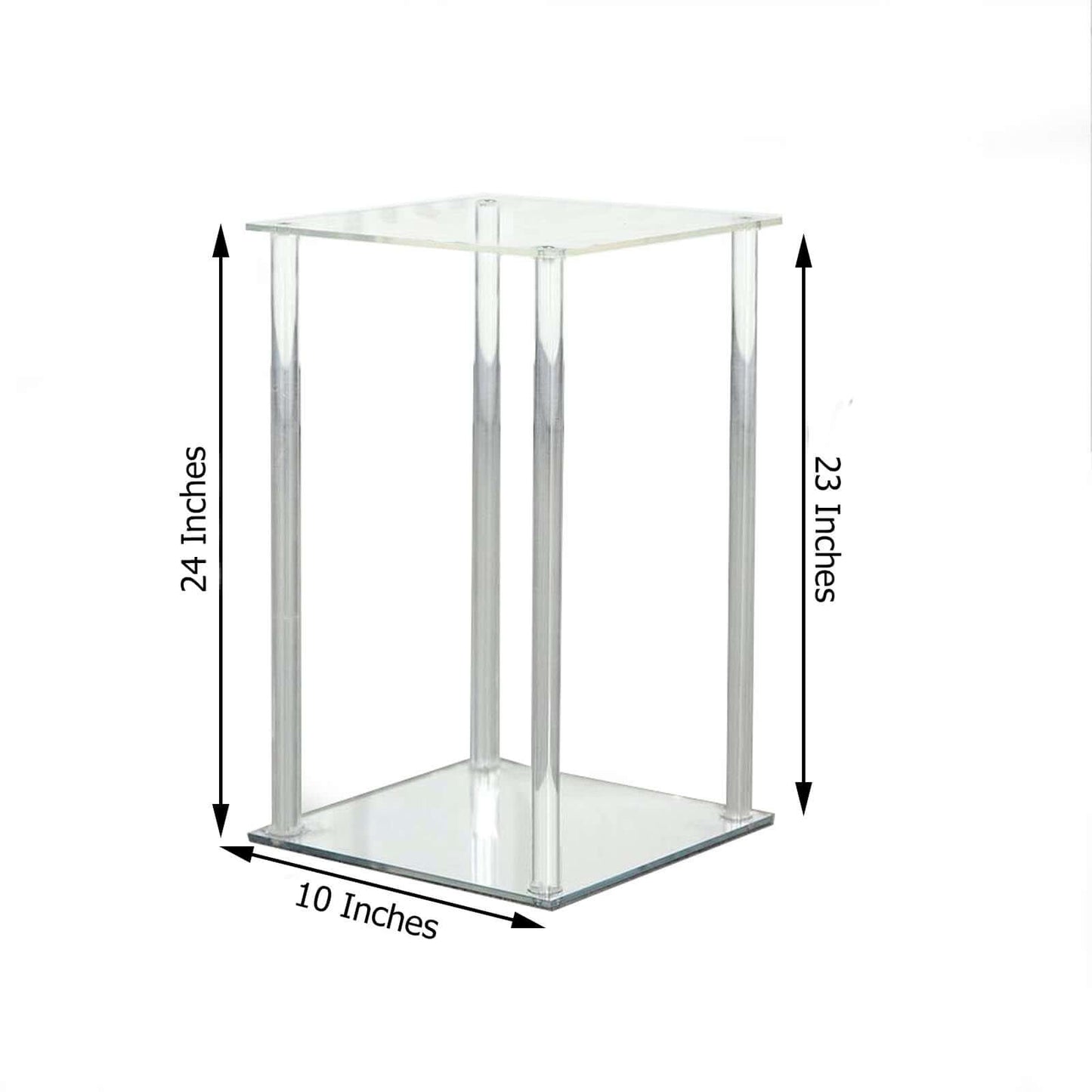 Acrylic Flower Vase Pillar Stand with Square Mirror Base Clear - Versatile Wedding Table Centerpiece 24"