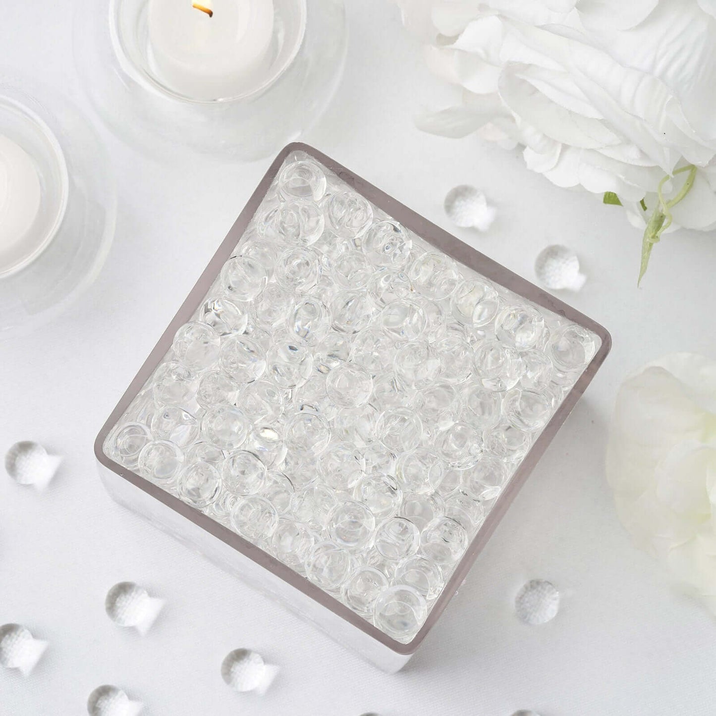 200-250 Pcs Water Gel Beads Vase Filler Clear - Small Nontoxic Jelly Balls for Floating Candles & Floral Displays