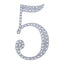 Decorative Rhinestone Number "5" Stickers, Glitter Adhesive Craft Numbers Silver DIY Sparkle Embellishments 4"