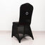 Spandex Chair Cover with Silver Rhinestone Buckled Sash Band Black - Stylish Stretch Fitted Slipcover for Banquets & Events