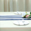 Satin 12"x108" Table Runner Navy Blue/White Stripe - Classic Striped Design