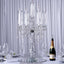 5 Arm Crystal Glass Taper Candle Holder Candelabra, Stylish Table Centerpiece With Chandelier Chains 32"
