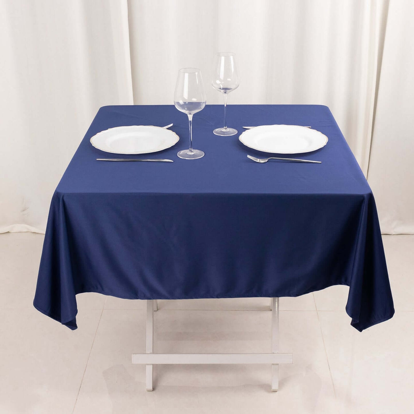Scuba Square 54"x54" Tablecloth Navy Blue - Wrinkle Free & Stain Resistant Table Cover