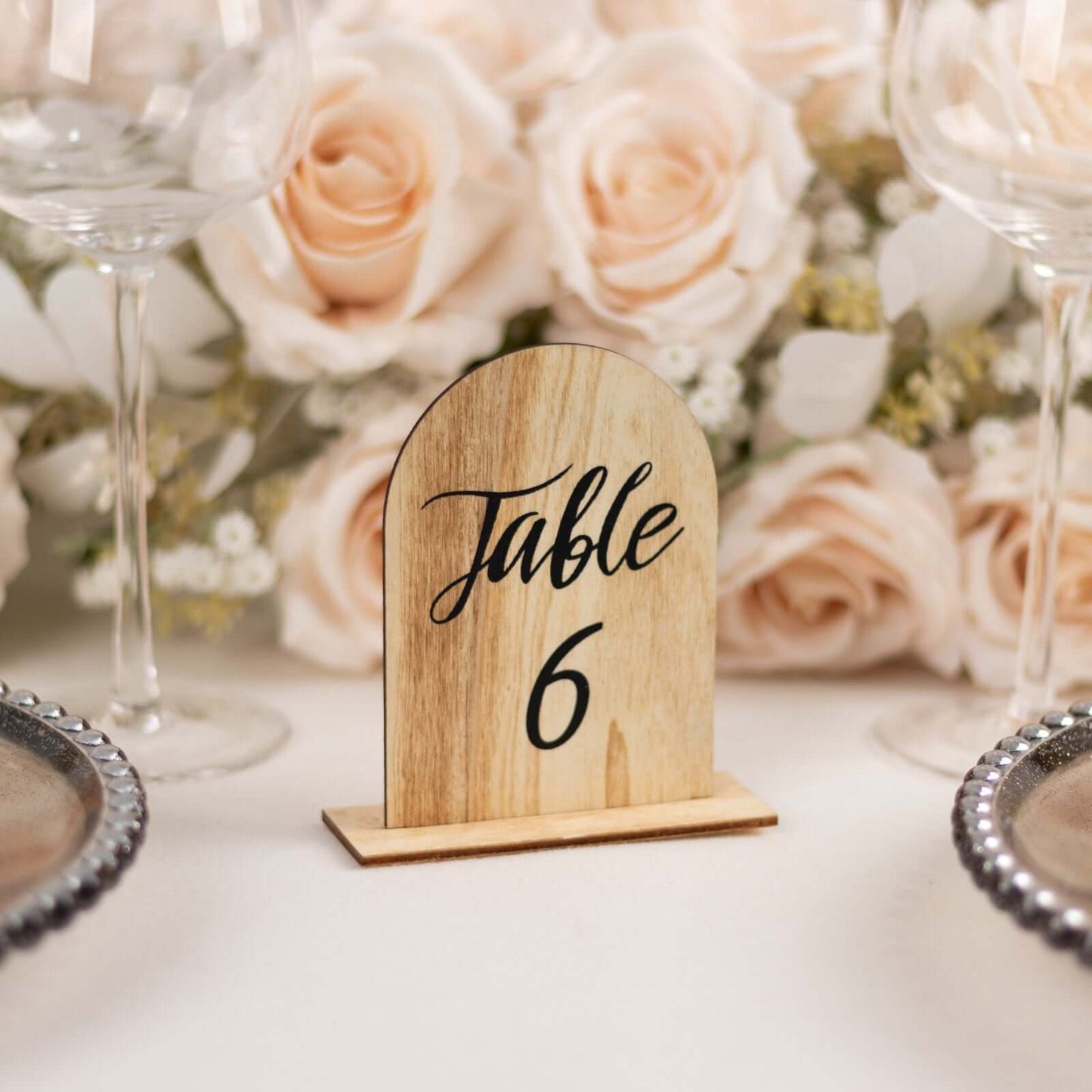 20-Pack 4.5" Wooden Arch Table Numbers, 1-20 Natural Rustic Table Number Placecard - Perfect for Wedding and Event Tables