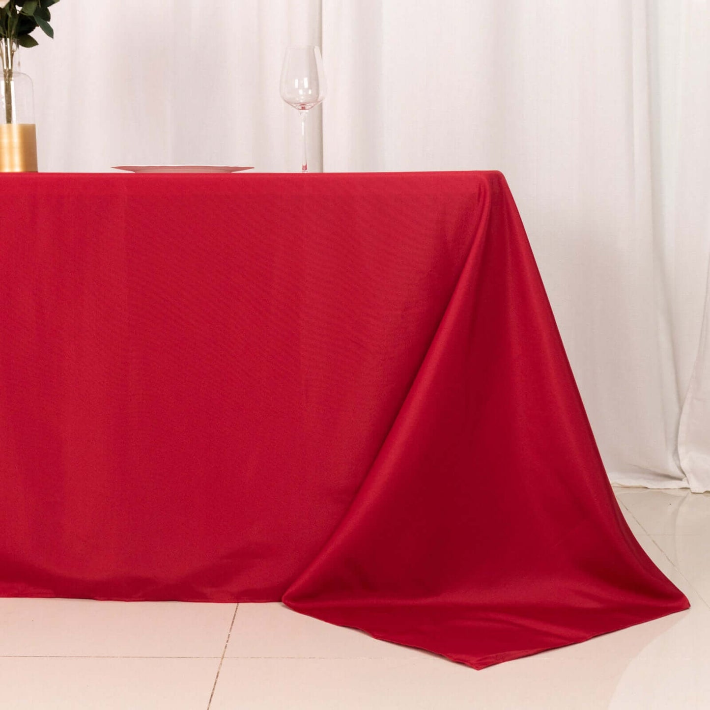 Polyester 90"x132" Rectangle Tablecloth Wine - Seamless Wrinkle-Resistant Table Cover