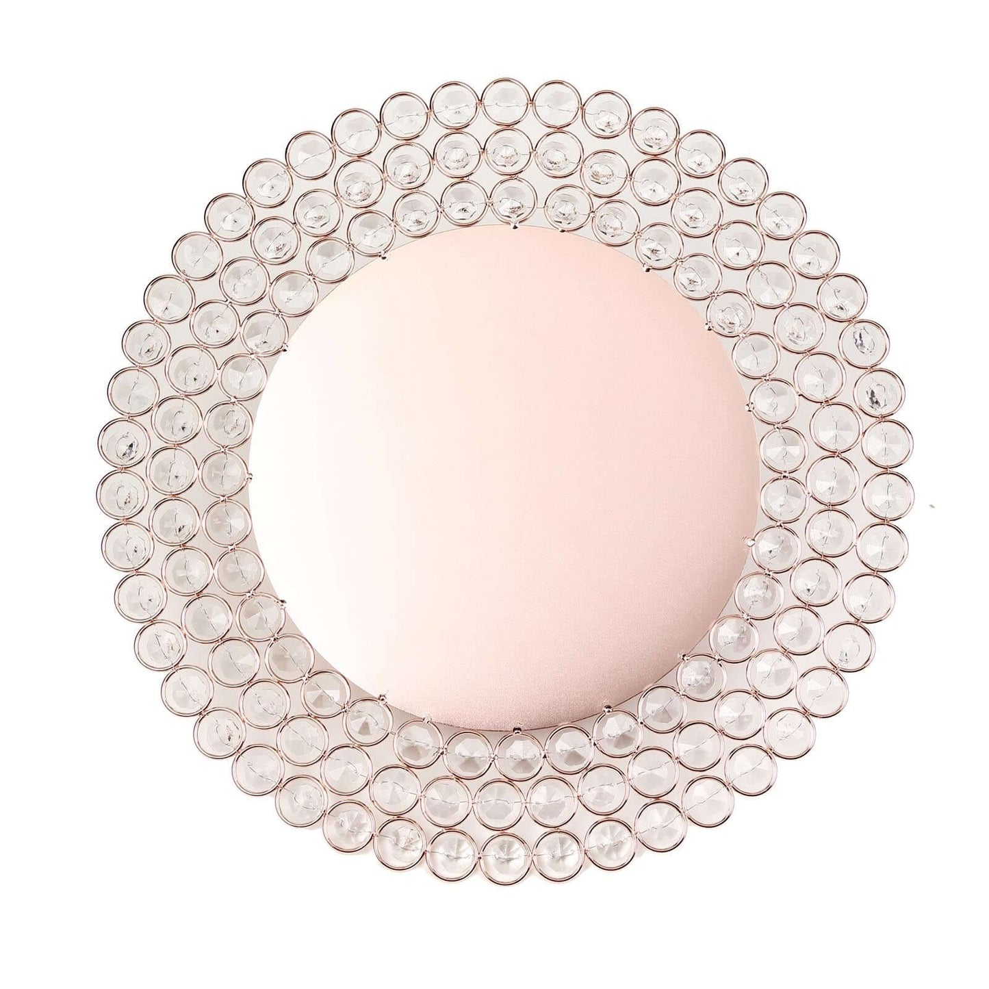 Wired Metal Round Charger Plate 14" in Rose Gold with Acrylic Crystal Beads, Glamorous Decorative Dinner Charger Tableware