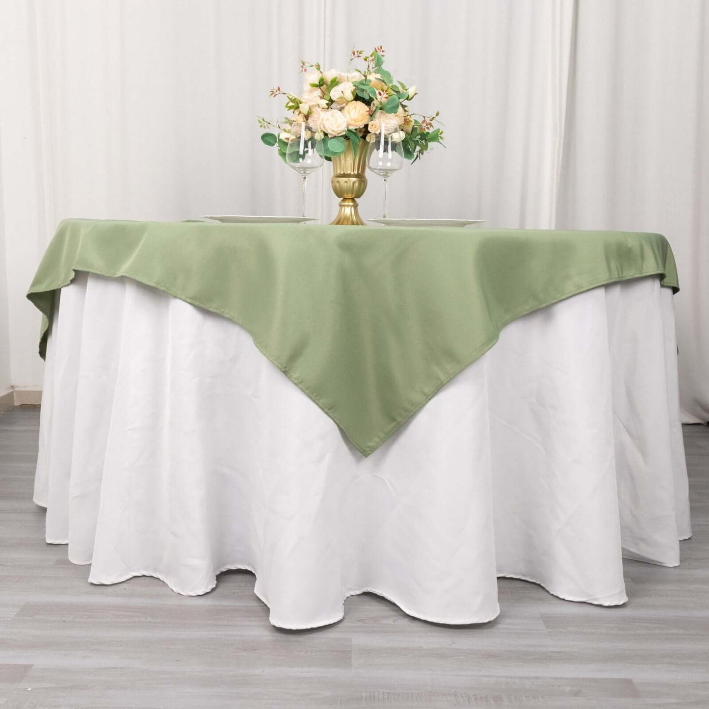 Premium Polyester 54"x54" Table Overlay Square Tablecloth Dusty Sage Green - 220GSM Stain and Wrinkle-Resistant Table Topper