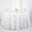 Polyester 120" Round Tablecloth White with Gold Foil Geometric Pattern Wrinkle-Resistant Modern Seamless Table Cover