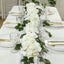 2-Pack Ivory Artificial Hydrangea Garland 5.5ft â€“ Artificial Silk Floral Vine with Green Leaves