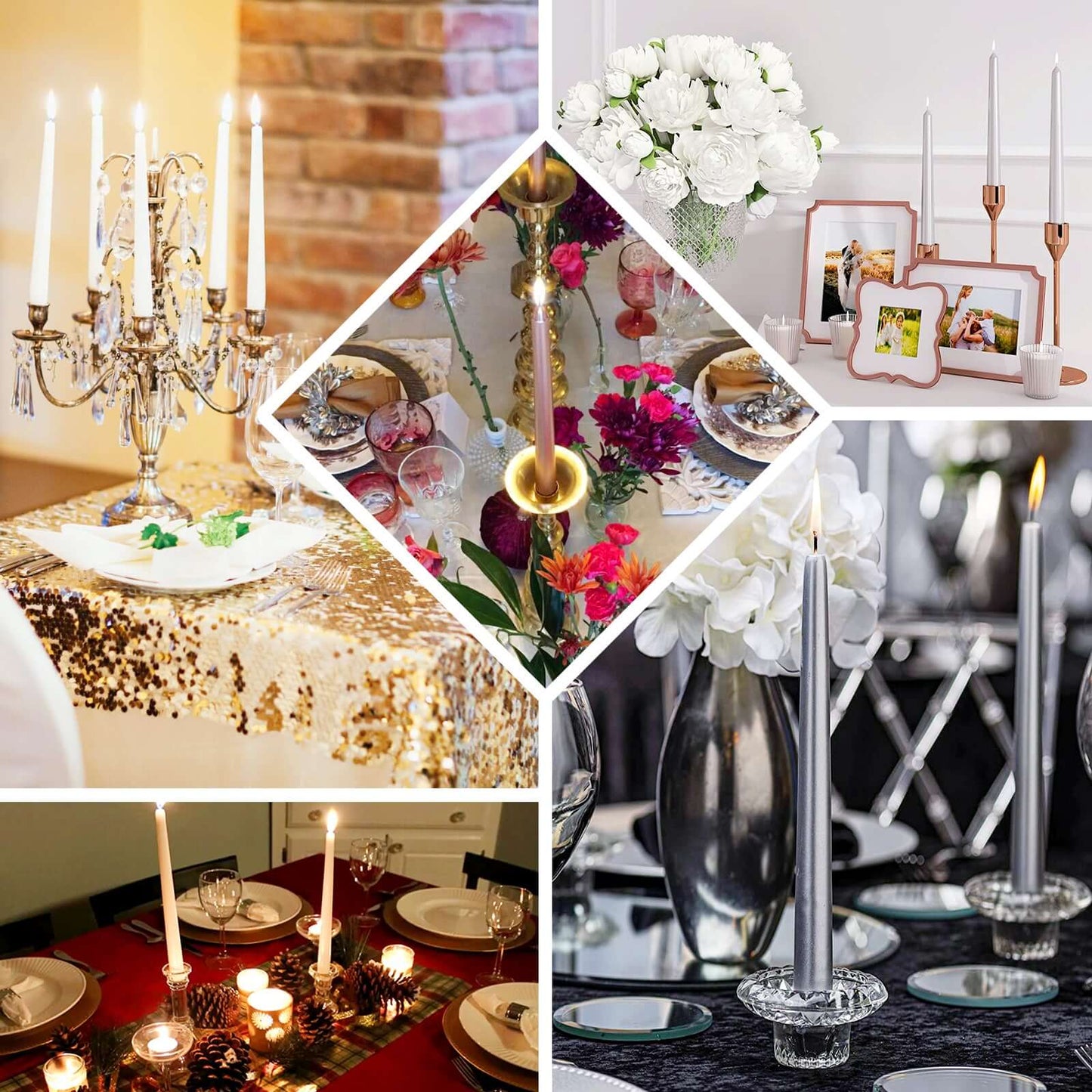 12-Pack Taper Candles Premium Wax Design Metallic Gold - Unscented Candles for Upscale Settings 10"