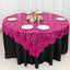 Mesh 72"x72" Table Overlay Square Tablecloth Fuchsia Silver - Wave Embroidered Sequins Table Topper