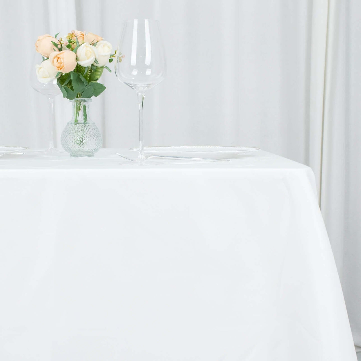Premium Polyester Square Tablecloth 70"x70" White 220GSM Wrinkle-Resistant Table Cover for Stylish Gatherings