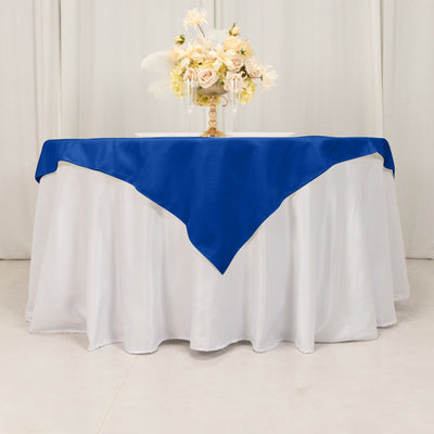 Cotton Blend 54"x54" Table Overlay Square Tablecloth Royal Blue - Wrinkle-Resistant Table Topper