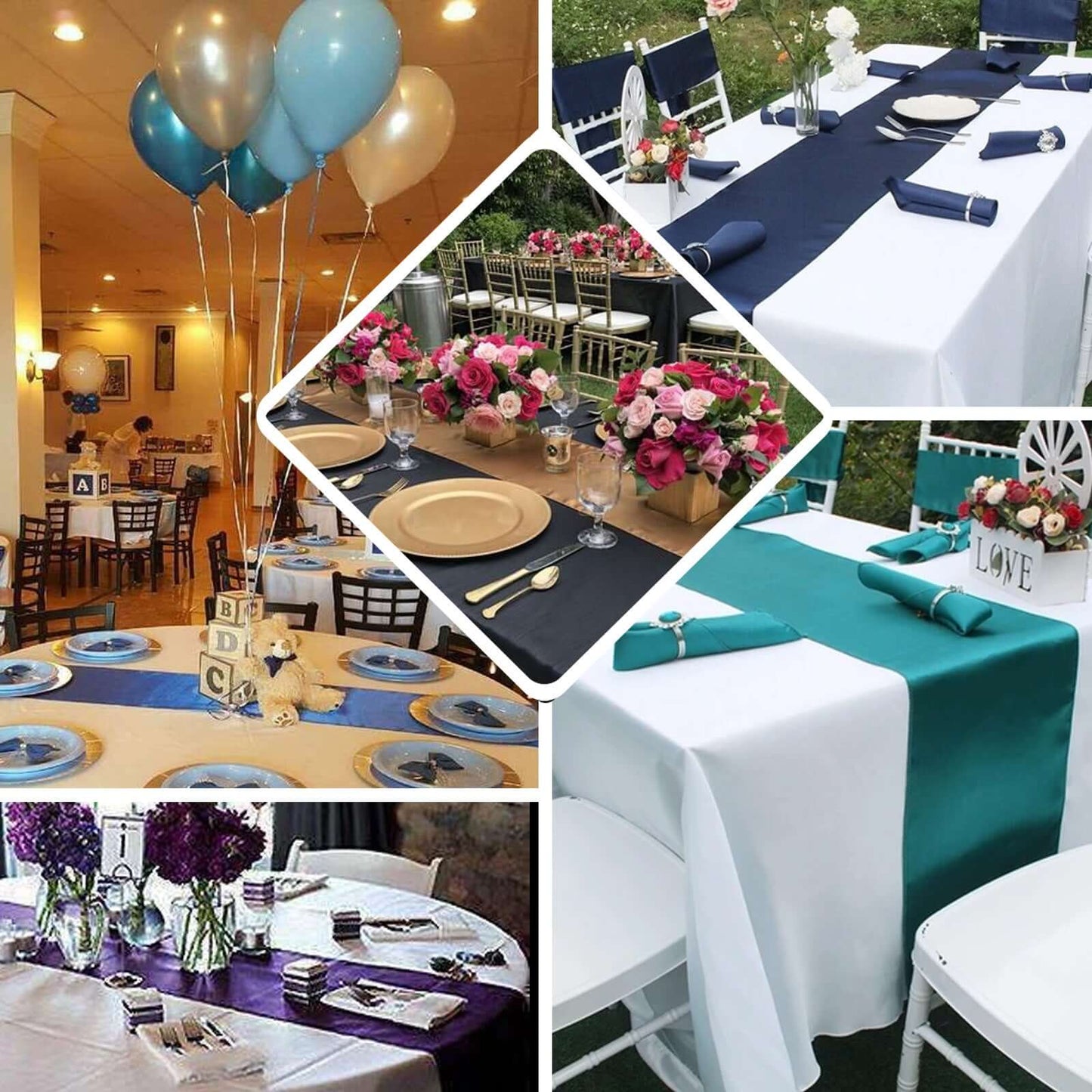 Satin 12"x108" Table Runner Light Blue - Stylish Table Linen