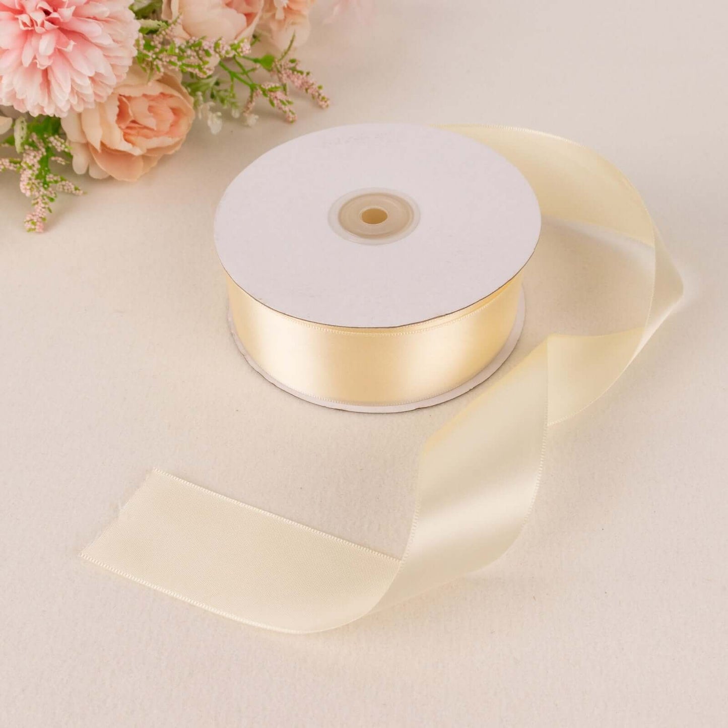 50 Yards 1.5" Ivory Single Face Decorative Satin Ribbon
