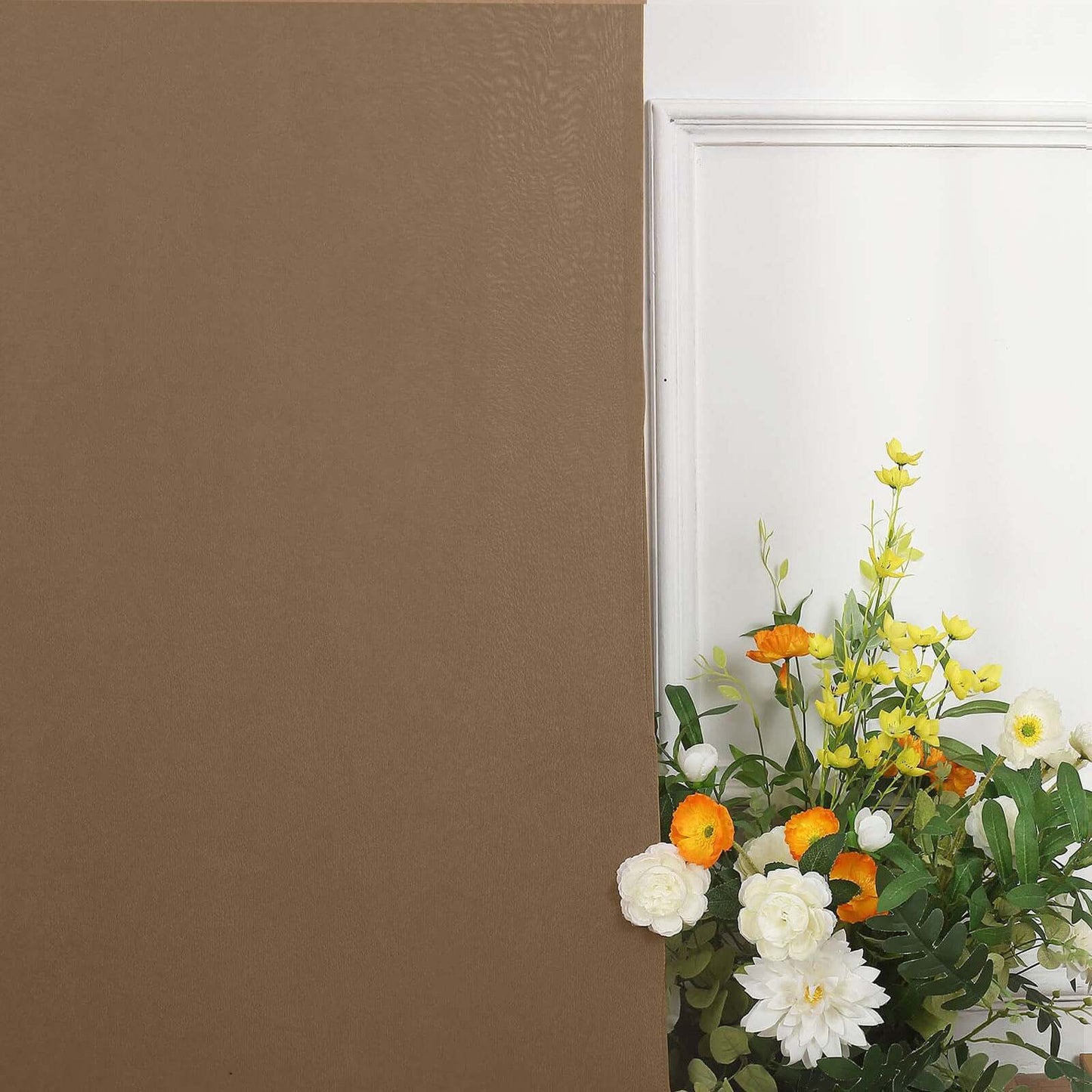 7ft Matte Taupe Spandex Fitted Chiara Backdrop Stand Cover For Round Top Wedding Arch