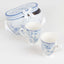 White Blue French Toile Bridal Shower Gift Set, 2 Pack Porcelain Tea Cups With Matching Keepsake Gift Box and Satin Ribbon Handle