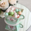 25 Pack Turquoise Mini Teacup and Saucer Party Favor Boxes with Rose Floral Print, Tea Time Candy Boxes - 4"x3"