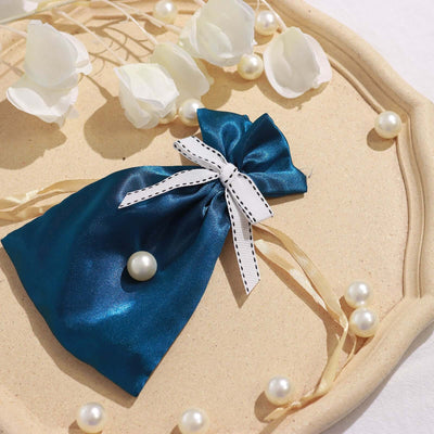 50 Pcs 3" Saddle Stitch Ribbon Bows With Twist Ties, Gift Basket Party Favor Bags Decor - White Black Polyester