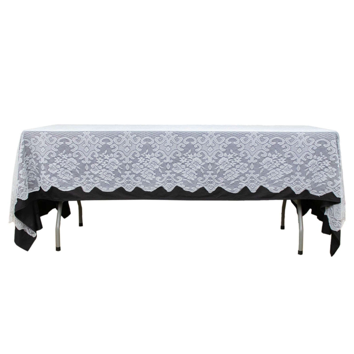 Lace 60"x108" Rectangular Oblong Tablecloth White - Premium Finish for Versatile Table Settings