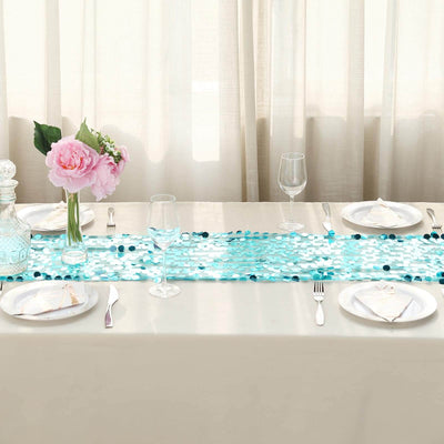 Big Payette Sequin 13"x108" Table Runner Turquoise - Dazzling Design