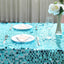 Sequin 90"x156" Rectangle Tablecloth Turquoise - Seamless Big Payette Table Cover