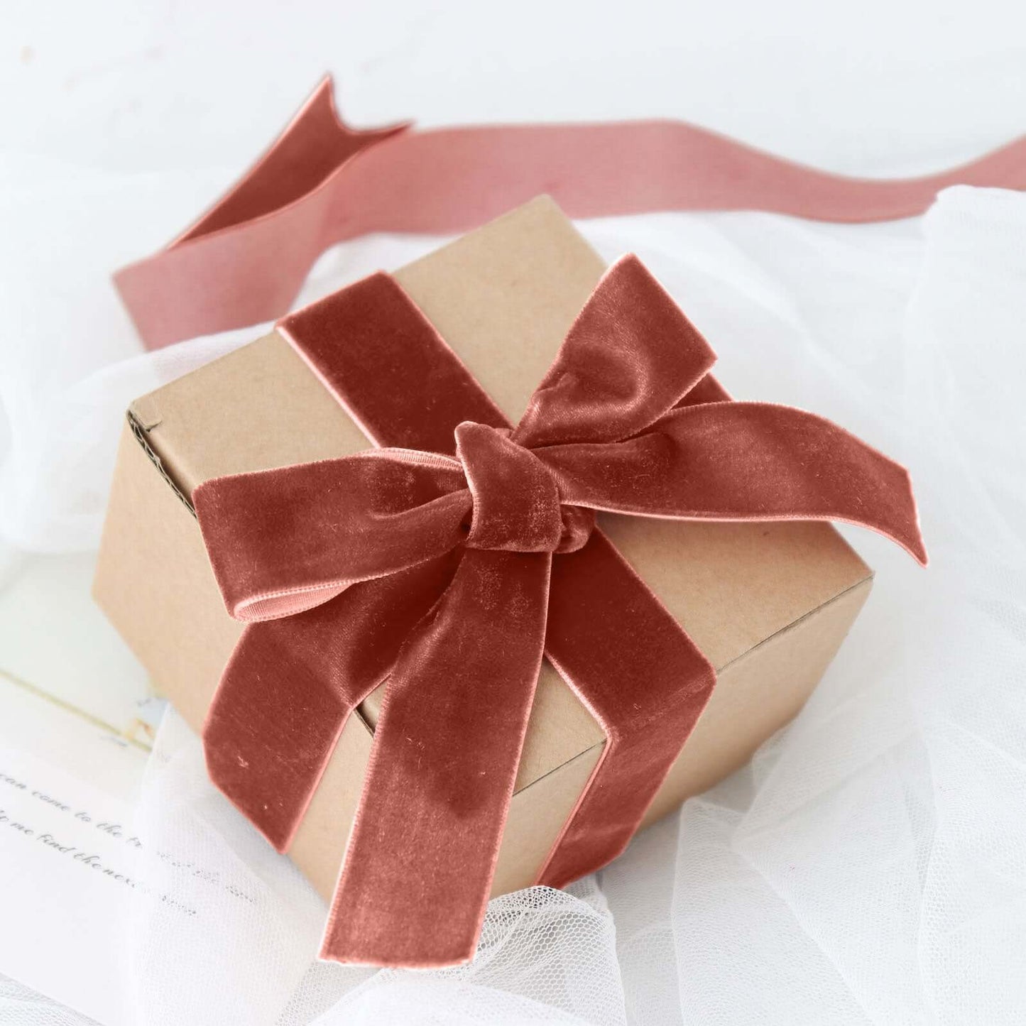 10 Yards Terracotta (Rust) 1" Velvet Single Faced Ribbon Spool, DIY Craft Supplies, Velvet and Nylon Ribbon Roll